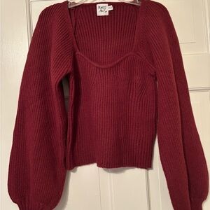 Princess Polly Burgundy V-Neck Sweater
